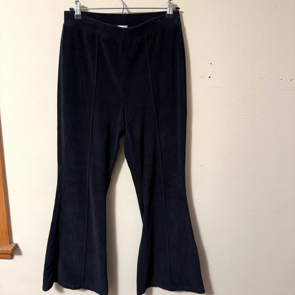 aerie black ribbed flare pant Size Medium